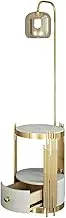 Modern Floor Lamp with Table & Drawers, End Table with 3 Color Temperature Reading Light, Side Table Lamp with USB Charging Port for Living Room, Bedroom Standing Light