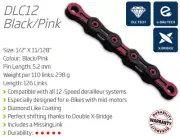 KMC DLC12 Chain — 126 Links / Pink & Black — AUS STOCK — Bike Road Drivetrain
