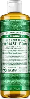 Dr. Bronner's - Pure-Castile Liquid Soap (Almond, 16 ounce) - Made with Organic Oils, 18-in-1 Uses: Face, Body, Hair, Laundry, Pets and Dishes, Concentrated, Vegan, Non-GMO