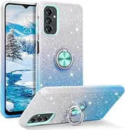 [YINLAI] Samsung Galaxy A14 Case Bling Glitter Sparkle Samsung Galaxy A14 Case for Girls Women with Ring Holder Kickstand Protective Phone Case for Samsung Galaxy A14 4G/5G, Blue Gradient