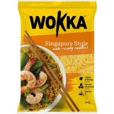 Wokka Singapore Style Wok Ready Noodles Pack 440g X 2