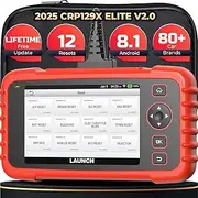 LAUNCH OBD2 Scanner 2025 New CRP129X Elite V2.0 (Upgraded of CRP129X,CRP123X Car Scanner), 12 Resets Scan Tool, Android 8.1 AutoVIN, 4 System Diagnostic Scanner,r, Lifetime Update, 5 Years Backup