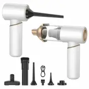 Handheld Vacuum Cleaner Cordless Compressed Electric Air Duster 16000Pa Suction,4-in-1 Portable Vortex Vacuum Dust Buster Air Blower for Car,Bedroon,White