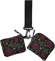 [Amooorous] Red Rose Dual Wristlet Wallets for Women Compact Size Women's Money Organizers with Wristlet Strap for Women 2 Packs, Red rose, 1 size, Casual