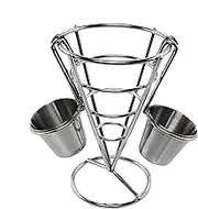 French Fries Holder,French Fry Display Rack With 2 Sauce Cups - French Fry Holder For Car, French Fry Cup Holder, Fried Chicken Display Rack, Stainless Steel For Kitchen Restaurant