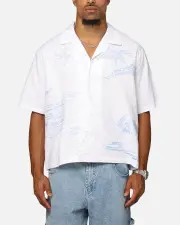 [CARRE] Carre Crane Button Up Shirt White/light Blue - Size M M White/Light Blu