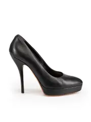 Black Leather GG Platform Heels
