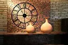 HUGE Handmade Wall Clock Wrought Iron Roman Numerals Black Wall Clock - 92cm