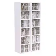Media Storage Shelving Units: Set of 2 CD DVD Blu-Ray Tower Racks with Adjustabl