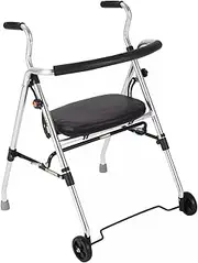 Rollator Walker Walking Aids with Wheels and Padded Seat, Lightweight Folding Mobility Rolling Walker for Seniors and Adults, Adjustable Height & Removable Armrests, Supports up to 350 lb