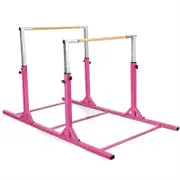 Costway Parallel Bars Gymnatics Bars w/11-Level Height Pink