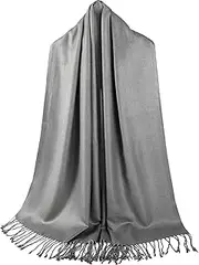 [Becolored] Solid Color Pashmina Silky Scarf Shawl Wrap Twill Woven Soft Large With Fringes