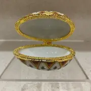 Vintage Gold Gilded Porcelain Egg Shaped Trinket Box New In Box