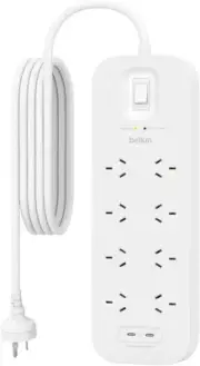 Belkin Connect 8-Outlet Surge Protector with Dual USB-C 30W, 2M Power Cord