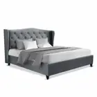 New Double Size Wooden Upholstered Bed Frame Headboard - Grey