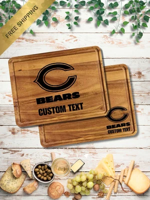 CHICAGO BEARS | CUSTOM ENGRAVED CHARCUTERIE | CUTTING BOARD | ACACIA WOOD