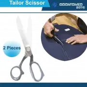 2 PC 10" Tailor Upholstery Scissors Shears HEAVY DUTY - Stainless Steel (Black)