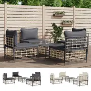 Outdoor Lounge Set 5 Piece Sectional Sofa with Cushions Poly Rattan vidaXL