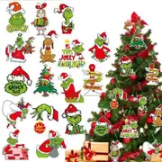 Christmas Tree Ornaments 24PCS Hanging Furry Green Grinchmas Decorations Charms Xmas Holiday Party Home Indoor Festive Seasonal Display Gift