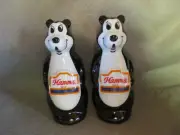 Hamm's Beer Figural Bear Salt and Pepper Set with Solid Black Ears