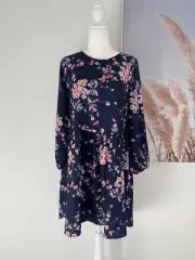 St Frock Long Sleeve Navy Floral Dress ~ Size 8 ~ Brand New