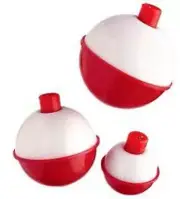 Package of 12 Danielson Snap-On Round Red & White 1" Bobbers Floats NEW