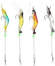 TOYANDONA 4pcs Luminous Shrimp Fishing Realistic Soft Bait with Hook and Swivel for Freshwater Crappie Fishing Durable Design Easy to Carry