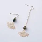 Metallic Fan Drop Earring 1 Pair - Long - Ear Hook - One Size