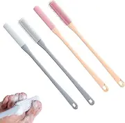 2 Set Toe Gaps Cleaning Brush, Foot Scrubber For Shower, Toe Cleaning Brush With Long Handle, Silicone Foot Wash Brush, Toe Lotion Applicator For Women Andmen