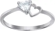 [JewelryWeb] 925 Sterling Silver Womens Trillion CZ Simulated Diamond Heart Love Ring 6.1x1.4mm Wide Statement-Ring for Women