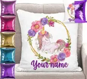 Unicorn Sequin Cushion Cover Throw Pillow - Personalised