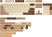 YUNZII Coffee Cat Dye Sub PBT Keycaps,152 Full Keys Dye Sublimation PBT Custom Keycaps with Key Puller for Cherry Gateron MX Switches Mechanical Gaming Keyboard (Cherry Profile, Coffee Cat)
