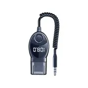Bluetooth 5.3 Car FM Transmitter USB to 3.5mm Jack Audio Music Microphone7736