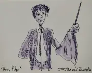 Super EARLY 1997 Harry Potter original ink drawing - Certificate of Authenticity