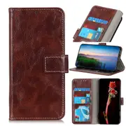 For iPhone 12 Pro Max Case, Retro Wild Horse Texture Folio PU Leather Case Wallet, Brown