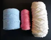 Thick Braided Polyester Macrame Crochet Cord Rope Yarn Sky Blue, Pink, White Lot