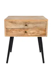 Zen Mango Wood Bedside Table with 2 Drawers