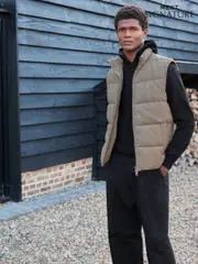 Neutral Signature Wool Blend Donegal Puffer Gilet (B16430) | $111