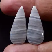 17.00 Cts 100% Natural Pair White MONTANA Agate Cabochon Loose Gemstone TlD-2726