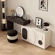 Small Space-Saving Dressing Table,Rotating Three-Color Mirror Splicing Design Multiple Placement Modes Suitable for Apartments/Dormitories