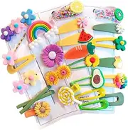 Baby Girl's Hair Clips Cute Hair Accessories Colorful Rainbow Flower Fruit Dessert Patterns Barrettes For Baby Girls Teens Toddlers, Assorted styles, 24pcs pieces Pack (Style8)