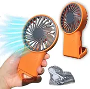 3-in-1 Portable USB Fan – Rechargeable handheld fan with 3 speeds, foldable stand, and hook. Compact, lightweight, and perfect for personal cooling at home, office, or travel.