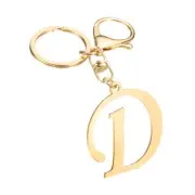Gold Initial Letter Keychain, Stainless Steel A-Z Alphabet Keychains(Letter D)