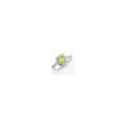 14k White Gold 5mm Princess Cut Peridot AA Real Diamond ring