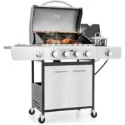 4-Burner Propane Gas Grill Stainless Steel BBQ Grill with Side Burner Porcelain