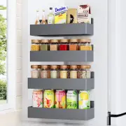 Magnetic Spice Rack for Refrigerator, Kitchen Organizer and Storage Shelf, Grey