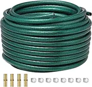 MEISHUNDA 3/8 Inch Self Sinking Aeration Hose,100 feet Weighted Pond Aerator Hose with 8 Stainless Steel Clamps and 4 Copper Menders (1, Green)