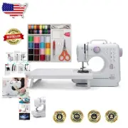 Durable Mini Sewing Machine with Double Thread, Extension Table & Supplies Set