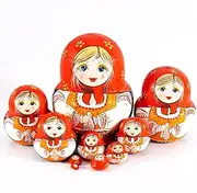 Matryoshka Russian Matryoshka 10-Piece Russian Nesting Dolls Souvenir Matryoshka Painting Process Hand-Painted Pattern Creative Gift Happy Gift