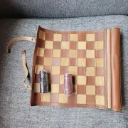 Leather Roll-Up Travel Chess and Checkers Set